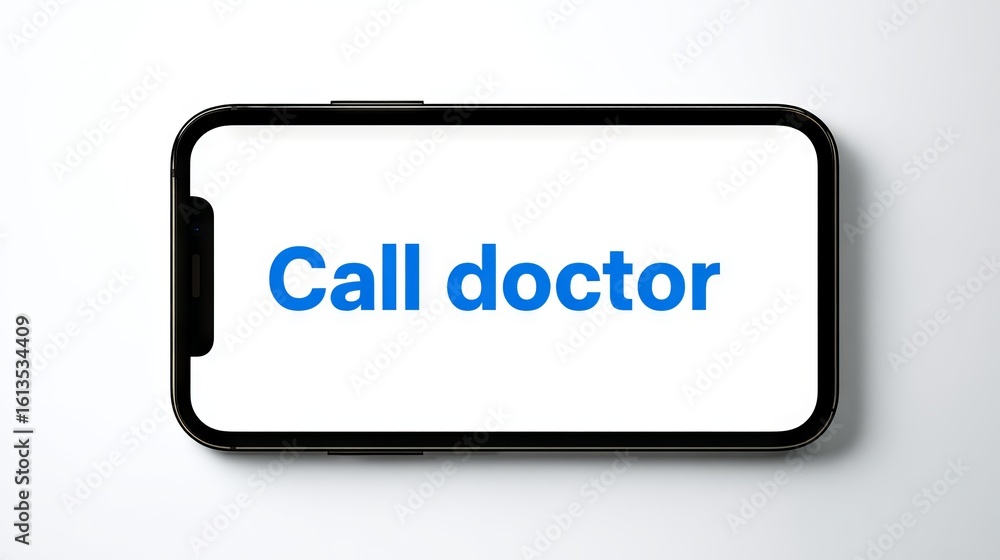 Aufkleber smartphone mock up displaying a reminder message to call doctor on a blank screen, emphasizing healt