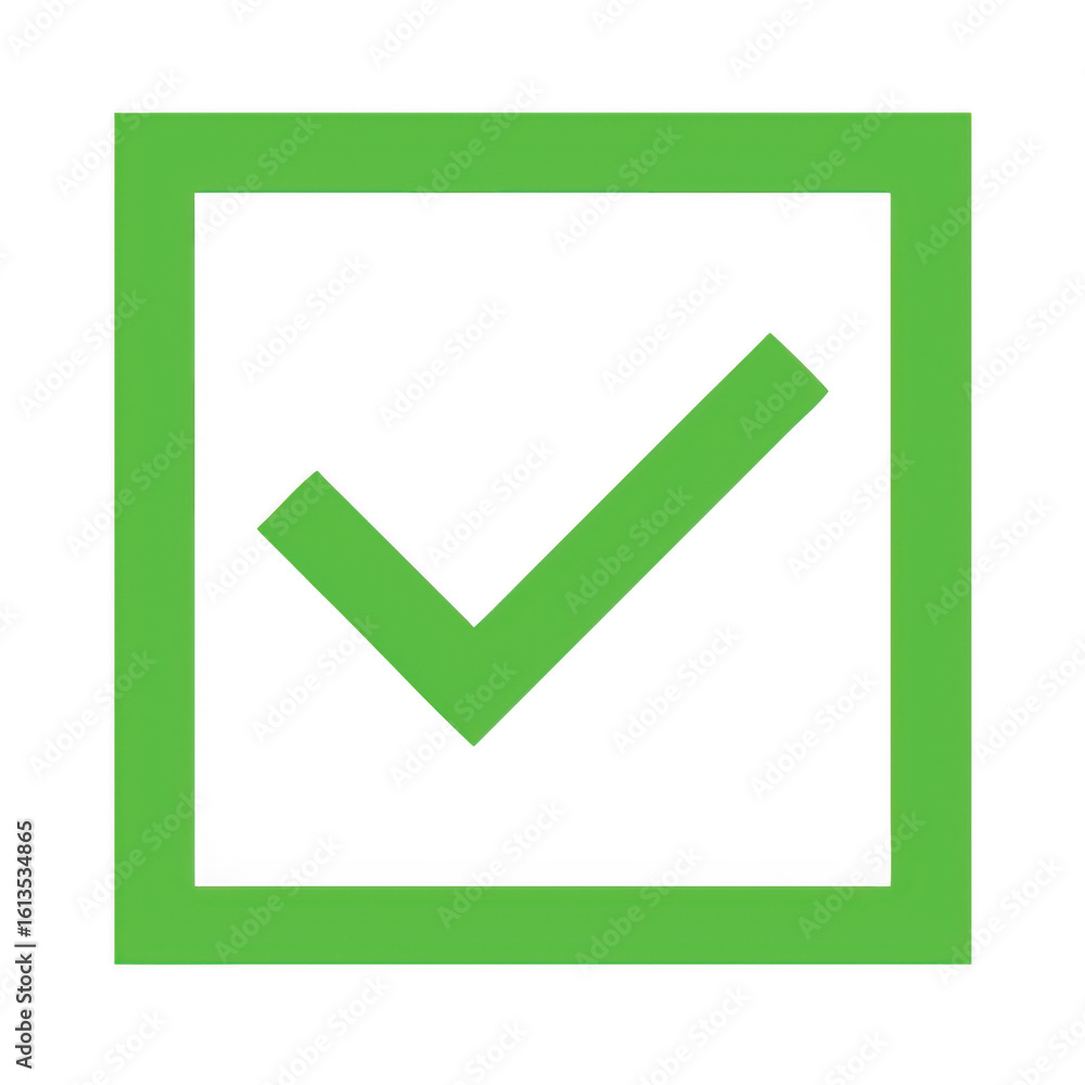 Poster green check mark inside square isolated on transparent background
