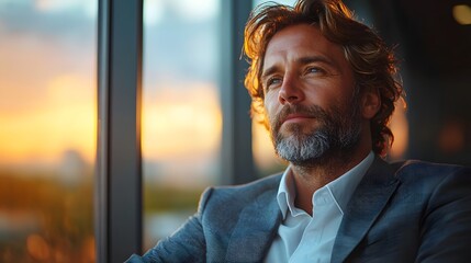 Obraz premium Thoughtful business leader reflects on lessons from experience