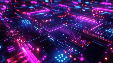 Fototapeta premium Neon circuit board background design