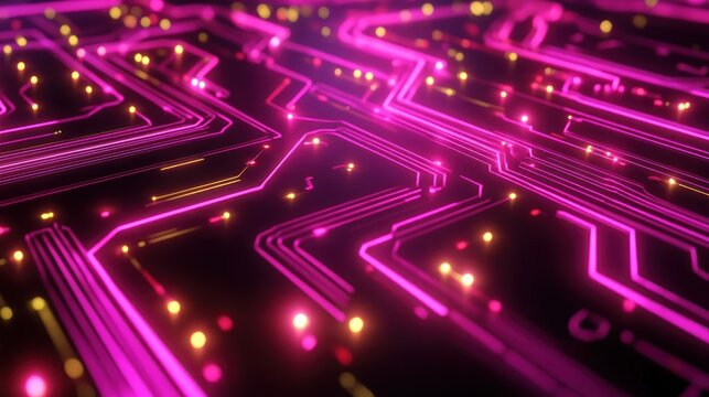 Abstract glowing circuit board pattern