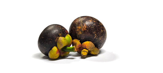 Purple Mangosteens isolated on white background. Mangosteens on White Background