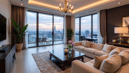 Obraz premium a professional smart home setup with embedded biometric access control units, in a luxury penthouse environment, designed for real estate virtual tours.