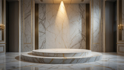 Podium in luxury hotel room