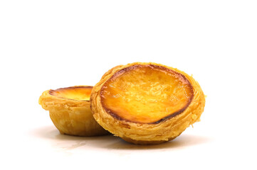 Egg tart the delicious crispy bakery on  white background