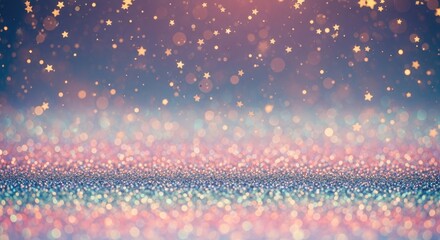 Sparkling bokeh and golden stars create a magical, celebratory atmosphere perfect for festive occasions and glamorous events.