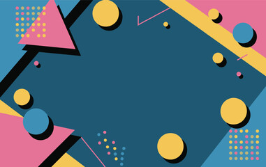 A funky retro background with geometric shapes and colors