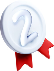 3D Silver Medal with Number Two Design