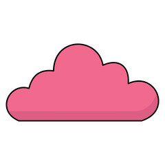Isolated vector pink cloud, cloud computing icon