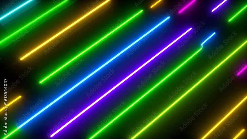 Poster energetic neon lines abstract background with vibrant color palette in modern geometric style with d