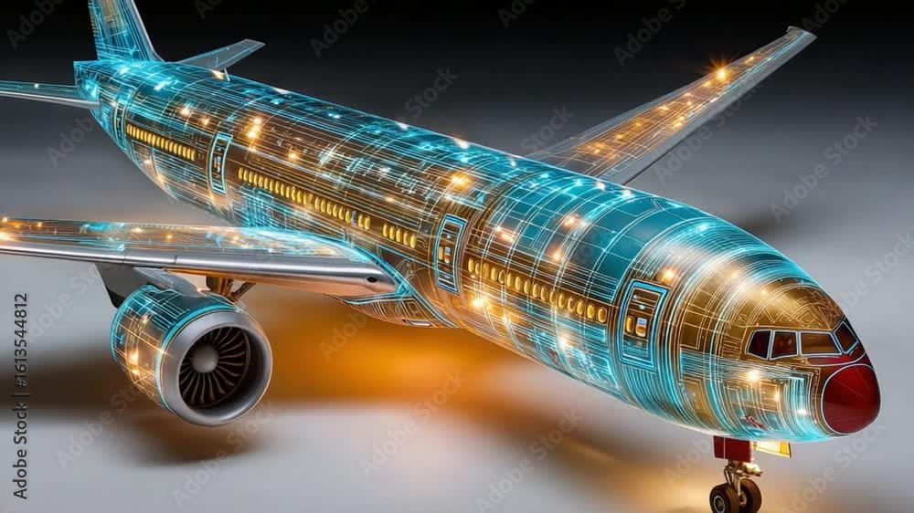 Aufkleber the blueprint of flight: a stunning visualization of an aircraft, showcasing its intricate internal 