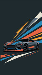 A sleek sports car with a dynamic design and vibrant colors