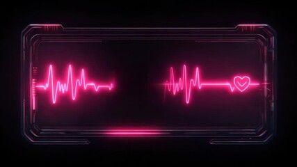 Digital heart rate monitor display in vibrant pink. Heartbeat waveform illustrates a healthy rhythm, symbolizing vitality and life. Advanced technology in healthcare. Heart beat emotional connection. - Powered by Adobe