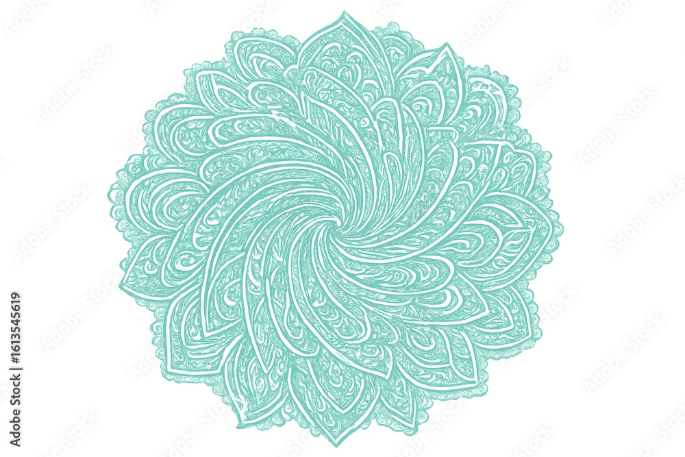 Poster turquoise mandala design on a transparent background, perfect for adding an elegant touch to various