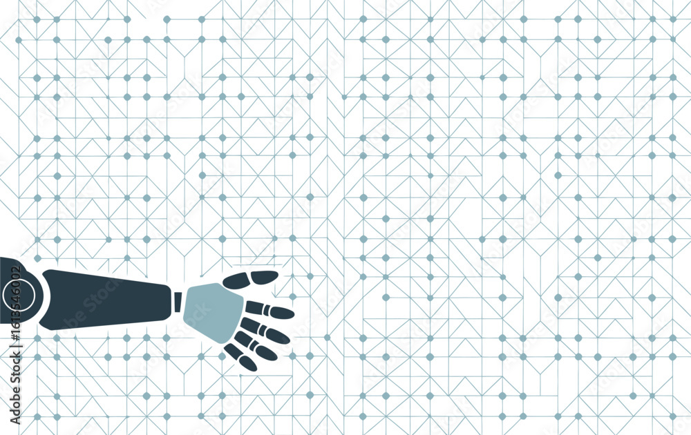 Aufkleber abstract background with robot hand and geometric network