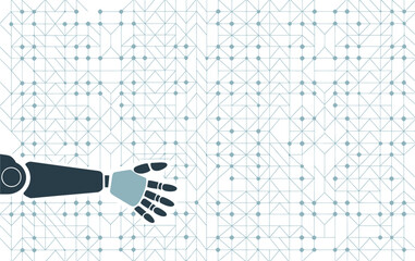 Abstract background with robot hand and geometric network
