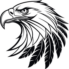 Obraz premium Stylized Tribal Eagle Silhouette Symmetrical Design for Print or Digital Use