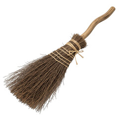  old wooden witch broom isolated on transparent background