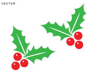 Christmas holly berry vector collection, vector illustration icons set