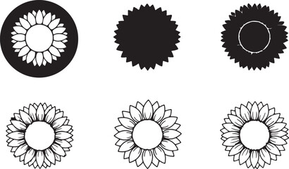 Fototapeta premium Collection of hand drawn sunflower icons isolated on transparent background