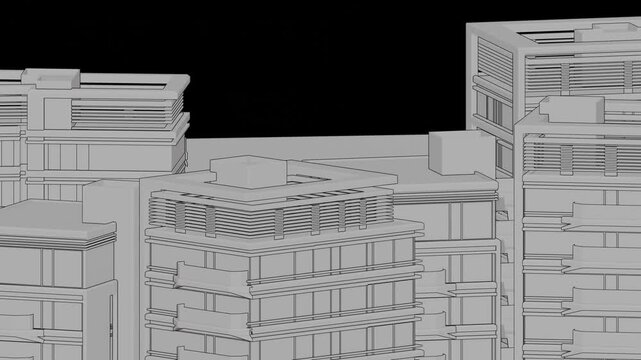 Animation of a Generic Apartment Building complex, Seamless Looped Animation	