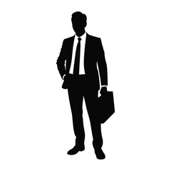 Silhouette of a businessman in a suit holding a briefcase