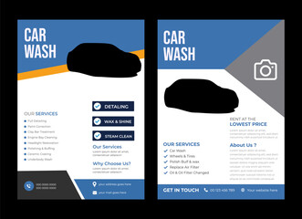 Car wash  flyer design, professional car service brochure design, car service, repair, garage, foam, clean, shine, bubbles, automobile, drive, engine, A4 print-ready template.   Template with Discount