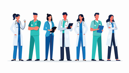 Group of healthcare professionals, doctors and nurses vector concept.