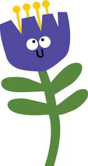 Cute Flat Design Flower Character Vector Illustration - Adorable Botanical Mascot for Kids