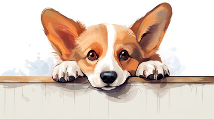 Cute Peeking Dog Cartoon Illustration – Funny Vector Puppy Face with Cheerful Expression

