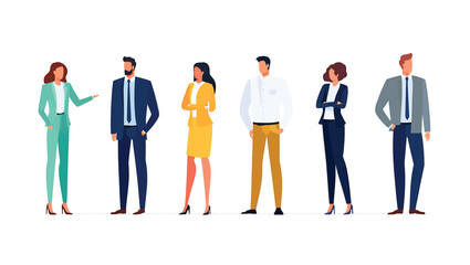 A diverse group of business professionals and office workers vector illustration