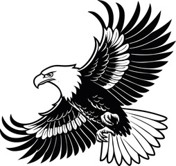 Fototapeta premium Eagle Silhouette Vector with Upward Curved Wings Design for Graphic Projects