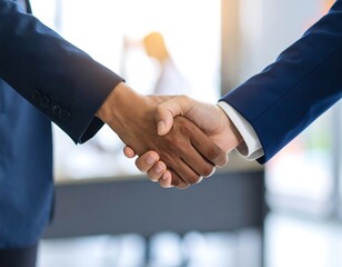 Business handshake in modern office