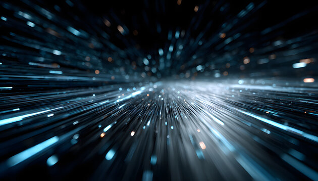 Abstract futuristic tech background. Blue lines of binary code. Digital, abstract pattern. Dynamic, rapid data stream. Futuristic, modern visual. Cyber, tech art. Creative image ideal for tech, - Powered by Adobe