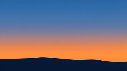 Fototapeta premium Sunset silhouettes mountain horizon. Soft transition of colors from vibrant orange to cool blue