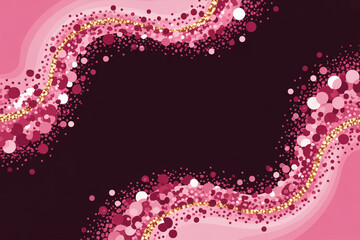 Elegant pink glittery background with wavy lines and abstract confetti for design purposes