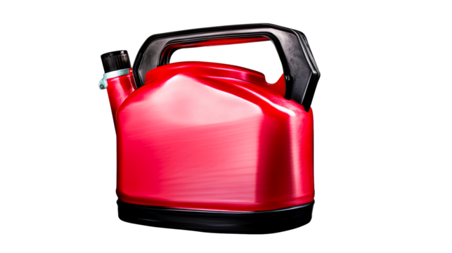Red fuel canister with spout for outdoor use and storage