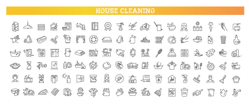 Home cleaning icons