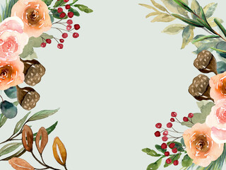 This elegant botanical composition a warm winter mood with a cozy touch.watrecolor