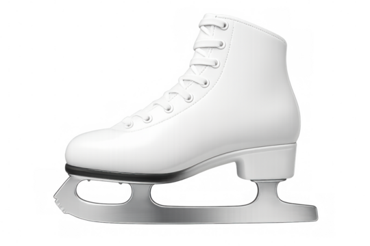Ice skates resting on a transparent background, showcasing their sleek design and readiness for winter sports and figure skating activities