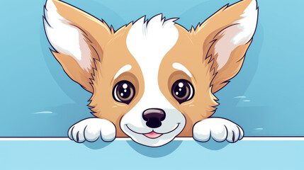 Cute Peeking Dog Cartoon Illustration – Funny Vector Puppy Face with Cheerful Expression

