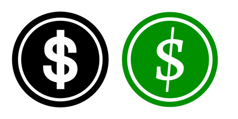 Obraz premium Vector illustration of a dollar coin. Dollar coin icon.
