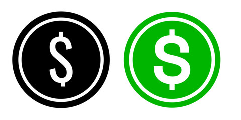 Vector illustration of a dollar coin. Dollar coin icon.