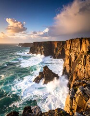 Dramatic coastal sunset