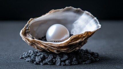 Elegant Pearl in Open Oyster Shell Displaying Natural Beauty and Sophistication