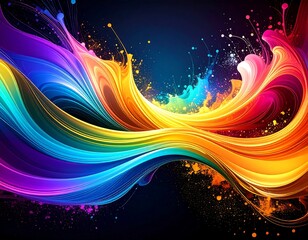 Abstract colorful waves, vibrant splashes