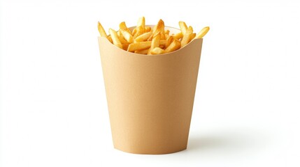 Tasty fries served in a brown box
