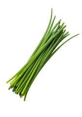 Fresh Organic Chives Bundle with Crisp Texture Isolated on PNG Background.