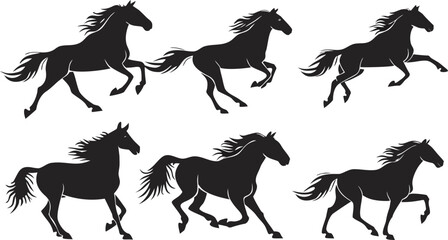 horses silhouette vector