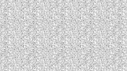 An intricate floral pattern with delicate flowers and leaves in a seamless monochrome design style